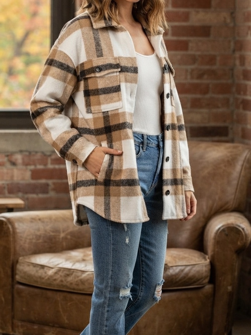 Buffalo Plaid Oversized Shacket size M